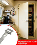 Premium Stainless Steel Hinges For Boats And Cabinets Ultra Heavy Duty Marine Hardware in kitchen setting with door open.