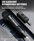 Wireless Dual Microphone System With UHF Range Up To 260 Feet All Metal Portable Karaoke Mic with LED and charging cable