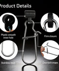 Close-up of Sinker Slides For Fishing Rigs 25 Piece Duo Lock Snaps Set with durable plastic and stainless steel components