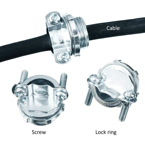 4 Pack Three Quarter Inch Clamp Type Cable Connectors For Metallic Conduit And Electrical Boxes Rust Resistant Zinc Alloy