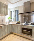 Peel And Stick Faux Wood Grain Wallpaper For Cabinets And Counters Self Adhesive Removable Oak Look in a modern kitchen
