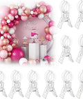 Clear Balloon Arch Clips Set, 10 Pack, 3.5 Inch Heavy Duty Spring Clips for Balloon Arches and Backdrops with pink balloon decor