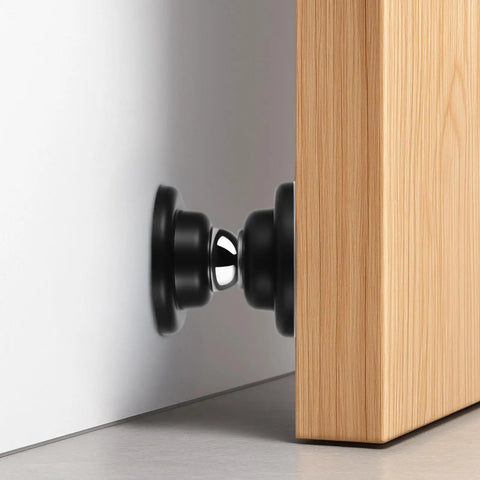 Sturdy 2 Pc Door Catch Set With No Drilling Needed Keeps Walls Clean, strong magnetic hold for quiet soft close wall mount.