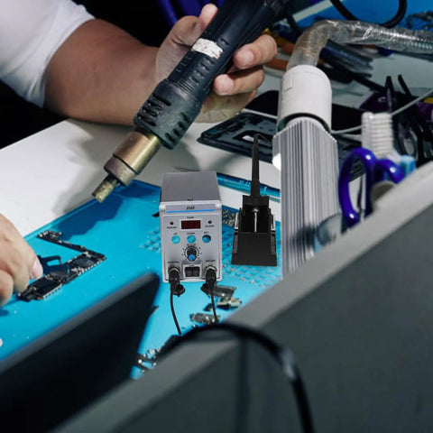 Digital Soldering Iron Station 700W Max With Hot Air Rework Quick Heating Precise Temperature Control in electronics repair.