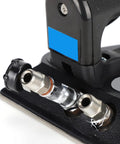 Heavy Duty Industrial Steam Iron With Automatic Full Press Boiler close-up of hose connectors and rugged base for commercial use