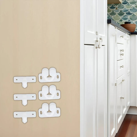 Set Of 3 White Ball Catch Latches For Cabinets And Cupboards Marine Grade Door Closures That Snap With Spring Back Plates Plastic Roller Catches Durable Cabinet Hardware For Home Improvement And Boat Projects installed on white cabinet doors