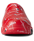 Front view of Super Meloso Warped Slip On Clog Shoes For Men Scarlet White Synthetic Upper Textile Lining And Insole Comfy Round Toe Casual Everyday Wear Size 11 M Daily.
