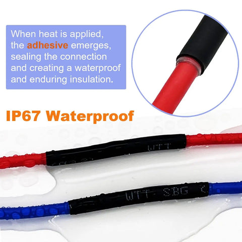 Close-up of Heat Shrink Tubing Kit With 355 Pieces In 9 Sizes 3 To 1 Dual Wall Adhesive Lined Waterproof Marine Tubing sealing wires