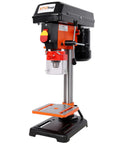 8 Inch Benchtop Drill Press Featuring Built In Laser Guide For Pinpoint Accuracy Plus Five Speed Settings Ranging From 770 To 3410 RPM ideal for wood and metal projects.