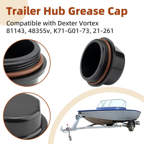 Two Pack 81143 Vortex Replacement Hub Caps With O-Ring And Trailer Hub Grease Cap for 48355v K71-G01-73 21-261, boat trailer