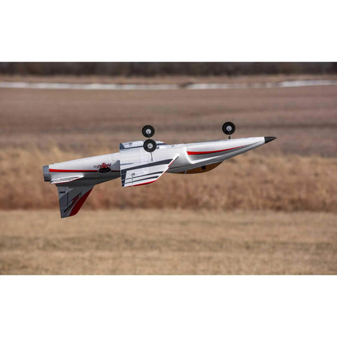Habu STS 70mm EDF Jet RC Airplane flying inverted showcasing its aerobatic capability and SAFE Technology for sport flyers.