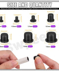 100 Piece Silicone Rubber Plug Kit In Seven Sizes 3.5mm 4.3mm 5.3mm 8.3mm 10.5mm 12.5mm 14mm With T Shaped Stopper Waterproof Sealing