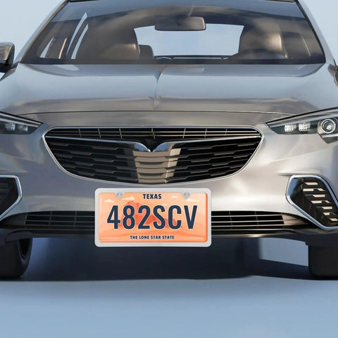 Slick Stainless Steel License Plate Frame Slim Style Two Hole Mount Polished Finish Flat Plate Holder With Metal Screw Caps Durable Weatherproof Car Accessory on sedan