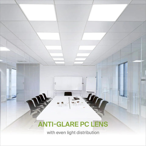 Conference room with 2x2 LED Flat Panel Light 25W Dimmable Backlit Ceiling Panel For Office 3500K To 5000K Adjustable DLC Listed