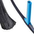 Starlink Cord Protector Kit with 49 ft wire loom tubing and blue stringing tool showing sleeve installation