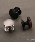 10 Pack Brushed Satin Nickel Round Cabinet Knobs One Point One Inch Diameter Solid Cabinet Hardware Multiple Knobs Displayed