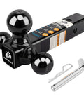 Tri Ball Trailer Hitch Mount With 5/8 Inch Pin, Universal 2 Inch Receiver Fit For 1-7/8, 2, 2-5/16 Inch Balls, shown with pin
