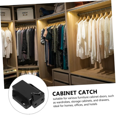 Push To Open Cabinet Latch Kit Four Pack With Rebound Tech for closets and cabinets in organized wardrobe scene