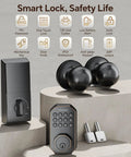 Dead Simple Keyless Entry Door Lock With Knob Set In Classic Oil Rubbed Bronze features smart app control and 100 user codes.