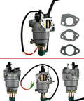 Front and side view of Generator Carburetor Kit Replacement For Champion Predator Generac 420cc 439cc 459cc 11hp 13hp GX390 6500 8750 9000 5500 7000 8000 7500 9500 Watts With 27mm Carb And Air Intake For Easy Install.