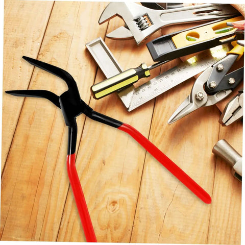 Heavy Duty Metal Bender Tool Hand Seamer for precise sheet metal bending with anti slip jaw among other metalwork tools on wood surface