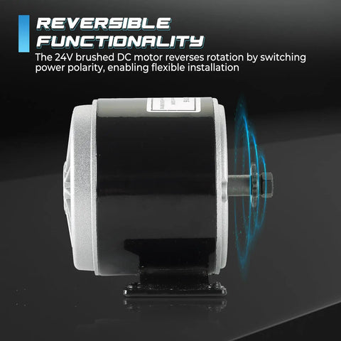 24V 350W Brushed Permanent Magnet Electric Motor For E Scooters And E Bikes Compact 2800 RPM Drive System Motor For Upgrades Bike Conversions And Small Wind Turbine Projects, side view
