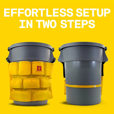 Heavy Duty Trash Can Caddy With 12 Pockets For 32 To 55 Gallon Cans, XL Size, Built To Last, Keeps Your Cleaning Gear Neat And Ready With Straps And Clip On Secures On The Can