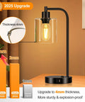 Pair Of Slick Smart Touch Table Lamps With USB C And USB A Ports And AC Outlet, showcasing 4mm thick glass shade and industrial look
