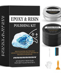 Pro Grade Epoxy Resin Polishing Kit with Dope Mirror Finish Compound, scratch removal tools, sanding pads, and gloves
