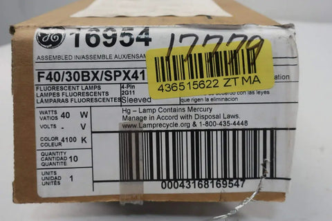 Box Of 10 New 16954 F40 30BX SPX41 BIAX Fluorescent Lamps 40W Replacement Tubes Packaging with Barcode Visible
