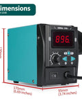 959D I Digital Hot Air Rework Station dimensions with display and controls shown, 170mm x 130mm x 95mm, for SMD reflow soldering