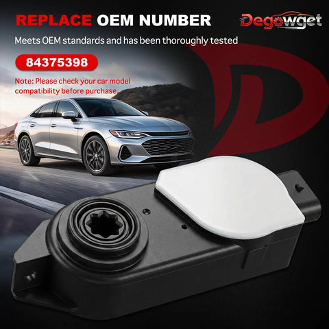 Top Rated Active Grille Shutter Motor And Front Aero Actuator Replacement Fits Chevy Equinox Tahoe Traverse And GMC Models Plug And Go Fix Boosts Engine Cooling And Gas Mileage, close-up view with white cover and black casing.