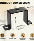 Diagram showing 2x2 Square Tube Strap Clamp U Shaped Metal Bracket Black Powder Coated Square Pipe Clamp dimensions