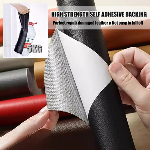 Self Adhesive Waterproof PU Leather Repair Patch With Lychee Texture For Sofas Chairs And Car Seats No Mess Easy Fix In A 60 By 50 Cm Size Durable Scratch Resistant Patch For Worn Edges And Tears On Furniture And Auto Interiors