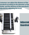 Adjustable guardrail on Killer Fully Automatic Labeling Machine For Round Bottles Cranking 20 To 60 Labels Per Minute.