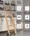 Beefy, Heavy Duty Retractable Sliding Ladder Hardware Kit For Home And Loft With Stainless Steel Track And Solid Wood Ladder, supports 300kg