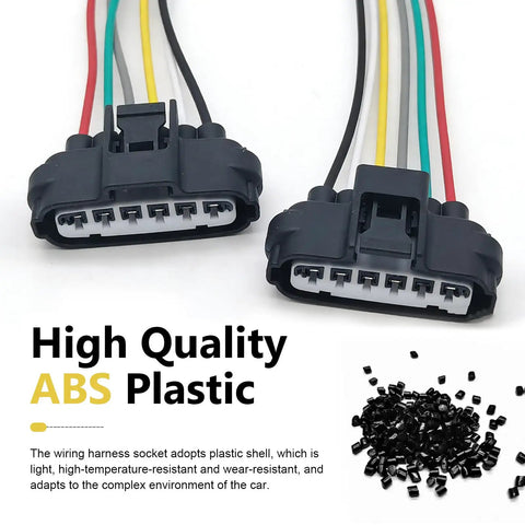 2 Pack 6 Pin Throttle Body Pigtail Connector For TPS Sensor with six wire harness in durable black plastic, universal fit