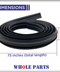 Upgraded Dishwasher Door Gasket Seal Replacement W11196317, 73 inch long by 0.75 inch wide non OEM part, coiled black rubber