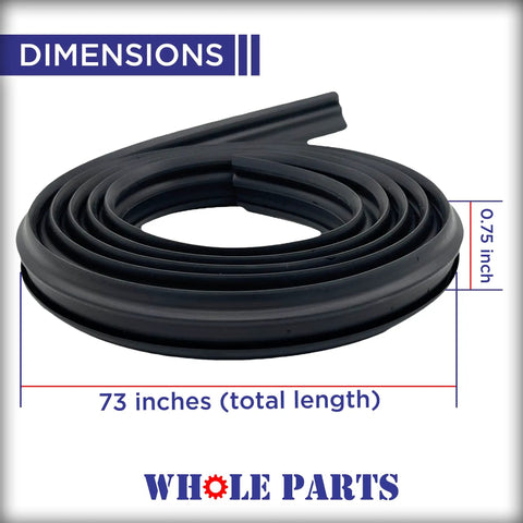 Upgraded Dishwasher Door Gasket Seal Replacement W11196317, 73 inch long by 0.75 inch wide non OEM part, coiled black rubber