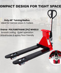 Pallet Jack With Built In Digital Scale 4400 Lb Capacity 27 Inch By 48 Inch Forks Manual Pallet Truck in warehouse