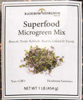 Colorful Microgreen Seeds Mix for Home Growers, 1 Lb Bulk Pack of Heirloom Non GMO Sprouts - front view of seed package