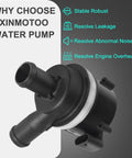Electric Auxiliary Water Pump Assembly Direct Replacement Engine Coolant Pump 059121012B close-up of robust black housing and connectors.