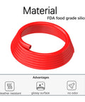 Coiled red 10mm ID silicone vacuum tubing hose, five feet long, 16mm OD, beefy heavy duty food grade silicone, FDA compliant, high heat resistant.