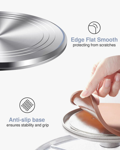 Rotating cake turntable, 12-inch aluminum alloy with anti-slip silicone bottom, top-angle view