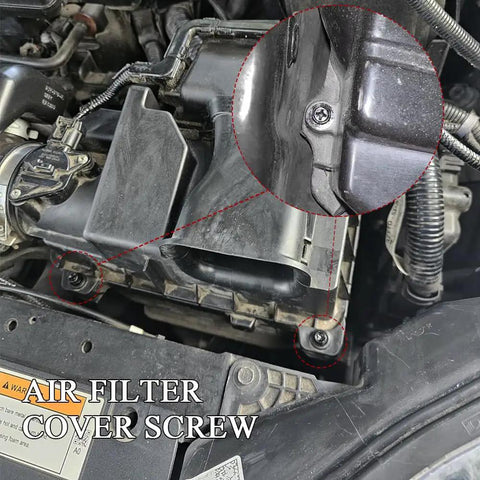 Close-up of 4 Piece Heavy Duty Engine Air Filter Box Cover Screw Bolts For Air Intake Housings on Honda rig.