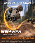 Brushless Fast RC Car With 56 Plus MPH, Standing Backflip Ready, One Sixteen Scale 4WD Monster Truck, Off Road RTR, No Ramp Required