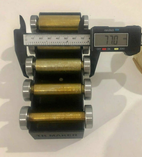 Badass 2x72 Belt Grinder Small Wheel Kit For Knife Makers And Bladesmiths Includes Five Hella Sturdy Steel Cylinders close-up measuring 77mm.
