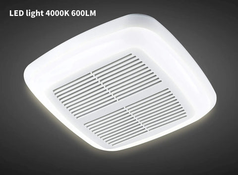 Overhead view of Very Quiet 80 Cfm Bathroom Exhaust Fan with LED Light 4000K 1.5 Sone No Attic Access Installation Ceiling Mounted