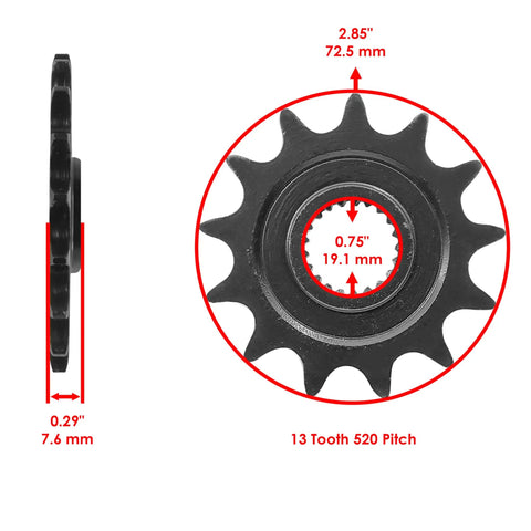 Red Drive Chain And Sprocket Kit For Honda CRF250R 2004 To 2010 With Master Link And Rivet Link Front Sprocket 13 Teeth Steel C49