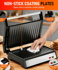 Get Juiced With This Bad Boy 1200W Panini Press Grill Standard 2 Slice Sandwich Maker with non-stick plates and oil drip tray.